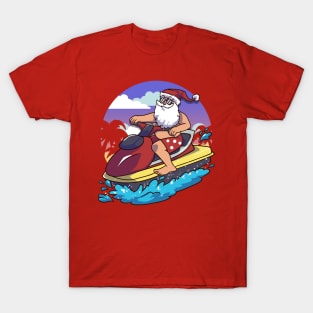 Hawaiian Christmas Santa Claus Jet Skiing T-Shirt